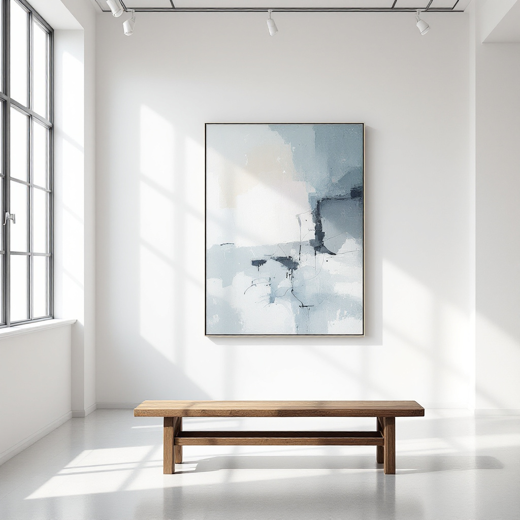 Kunst kaufen als Anfänger Tipps: Galerie mit zeitgenössischen Gemälden an weißen Wänden